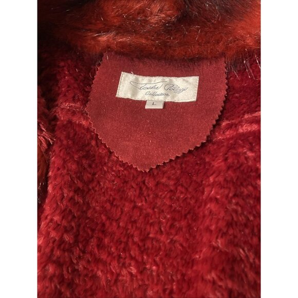 Tasha Polizzi Vest Womens Large Red Faux Fur Trim Suede Southwestern Western - Picture 5 of 10